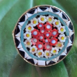 Vintage Mosaic Brooch Signed Italy